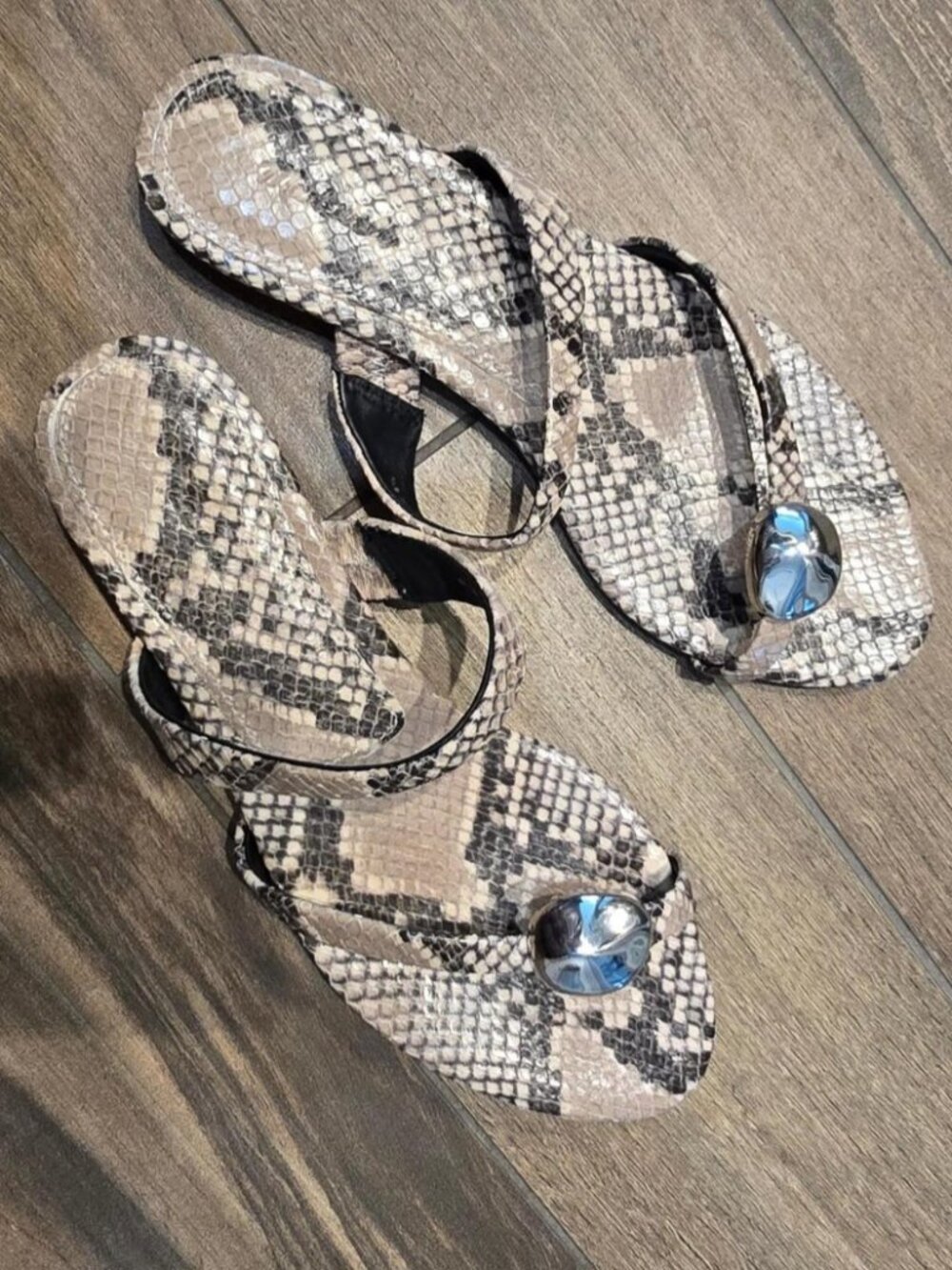 Madewell black and white snake sandals